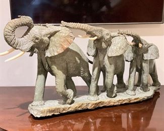 Original Elephant Shona Stone Sculpture, Signed By Artist. Measures 25" W x 12.5" H. Photo 1 of 3.