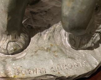 Original Elephant Shona Stone Sculpture, Signed By Artist. Measures 25" W x 12.5" H. Photo 2 of 3.