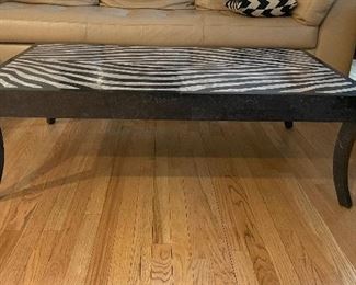 Roche BoBois Faux Marble & Zebra Patterned Cocktail Table. Measures 50" W x 30" x 16" H. Photo 1 of 3.