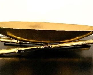 Gilt Faux Bamboo Wine Holder / Table Sculpture.