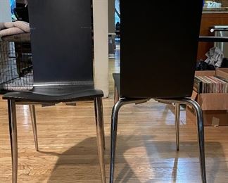 Set of 8 Vintage Walnut Finish Dining Chairs. Each Measures 15.75" W with 19" Seat Height.