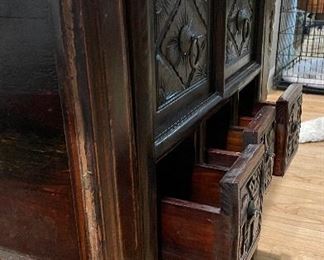 Arhaus Asian-Style Altar Table / Hall Desk with Hidden Chair. Measures 41" W x 23.5" D x 32.5" H. Photo 2 of 3.