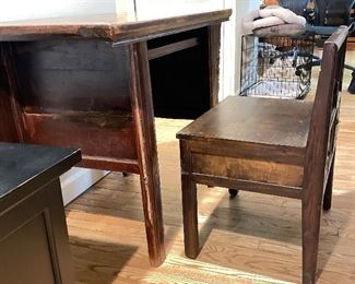 Arhaus Asian-Style Altar Table / Hall Desk with Hidden Chair. Measures 41" W x 23.5" D x 32.5" H. Photo 3 of 3.