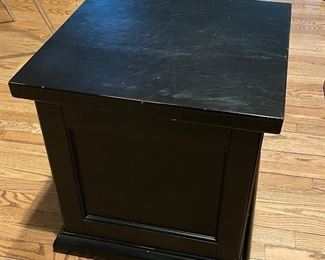 Pottery Barn Ebonized Wood Storage Cube - 2 Available. Each Measures 20" x 20" x 20.5" H.