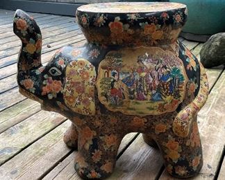 Vintage Floral Elephant Garden Stool. Photo 1 of 2.