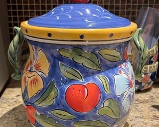 Glazed Ceramic Lidded Cookie Jar. Photo 1 of 2.