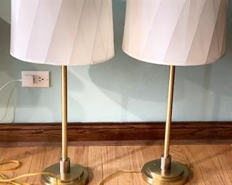 Pair of Vintage Brass Table Lamps. Need Re-Wiring.