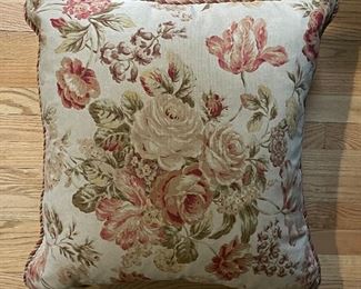 Floral Down Filled Pillow. Measure 20" x 20".