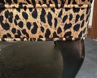Leopard Print Upholstered Club Chair with Pad Feet. Measures 36" W with 18" H Seat Height. Photo 3 of 4. 