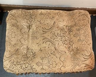 Upholstered Bench with Faux Fur & Tassel Trim. Measures 22" W x 16". Photo 2 of 2.