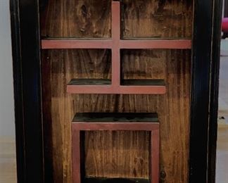 Asian-Style Wall-Mount Curio Shelf / Shadow Box. Measures 20" x 27.5."