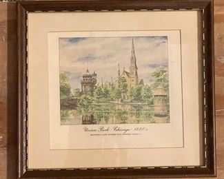 Sample of Vintage Chicago Hand-Colored Lithographs - Several Available. Each Measures 5" x 7" Unframed. Photo 1 of 3.