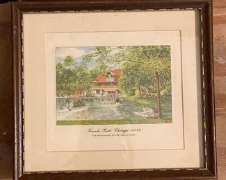 Sample of Vintage Chicago Hand-Colored Lithographs - Several Available. Each Measures 5" x 7" Unframed. Photo 3 of 3.