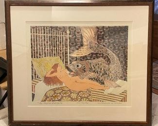 Curt Frankenstein, "The Magical Bedchamber," Hand-Colored Etching. Artists Proof III/IV. Measures 17.5" x 21.5" Unframed. Photo 1 of 3.