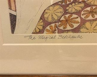 Curt Frankenstein, "The Magical Bedchamber," Hand-Colored Etching. Artists Proof III/IV. Measures 17.5" x 21.5" Unframed. Photo 2 of 3.