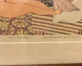 Curt Frankenstein, "The Magical Bedchamber," Hand-Colored Etching. Artists Proof III/IV. Measures 17.5" x 21.5" Unframed. Photo 3 of 3.