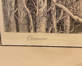 Curt Frankenstein, "Encounter," Original Etching. Measures 17.5" x 20.5" Unframed. Photo 2 of 3.