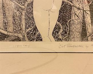 Curt Frankenstein, "Encounter," Original Etching. Measures 17.5" x 20.5" Unframed. Photo 3 of 3.