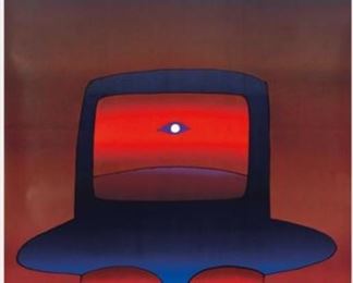 Framed Original 1979 Festival International du Film Cannes Poster (Large Format), Jean-Michel Folon (1934-2005) Offset Lithograph. Measures 60.5" x 45.25". Photo 1 of 2.