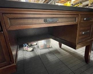 Marble Top Wood Desk. Photo 1 of 4.