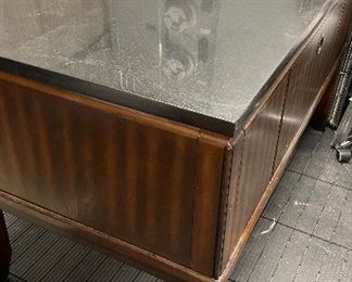 Marble Top Wood Desk. Photo 4 of 4.