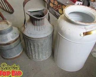 3 Antique Milk Cans