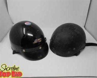 2 Vintage Motorcycle Half Helmets Retro