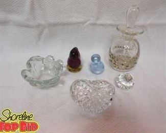 Blown Glass Perfume Bottle And Glass Figurines