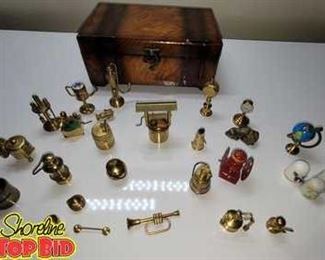 Rare Lot of Brass Minature Antique dollhouse sized Pieces
