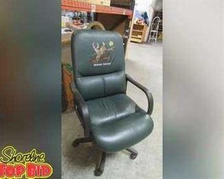 White Tails Unlimited Green Leather Office Chair