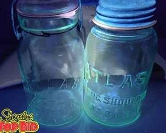 2 Antique Atlas Mason Jars