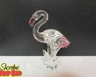 Large Swarovski Crystal Pink Flamingo Figurine