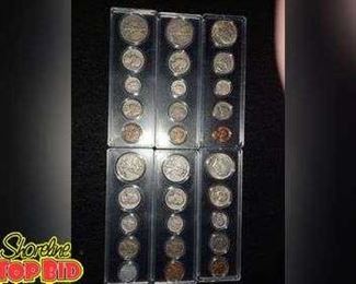 6 sets of 5 silver coins