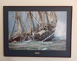 Framed shipwreck poster wall decoration