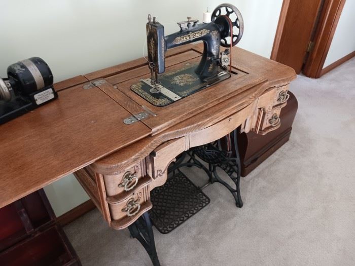New home antique treadle sewing machine