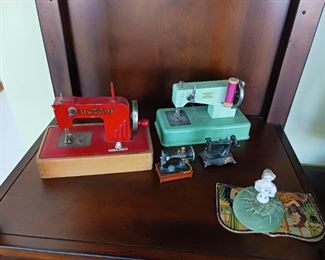 Vintage toys tin sewing machines