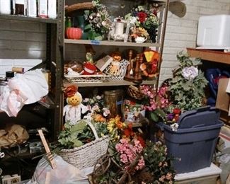 Silk and plastic flower decorations
