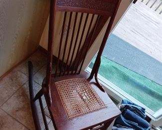 Antique canes seats rocking chair
