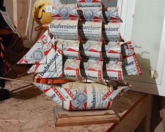 Folk art Budweiser tin can sailing ship tall ship