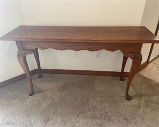 Oak Sofa Table. Sofa: 54"L 16.25"D 27.75" H   $125.00 Oval Oak Coffee Table:46"W 28"D 17.5" H,   $100.00                                                                                                                (2) Oak End Tables with drawers,26.75"D 22"W 22.75"H,    $125.00 pair                                                                                                            $295.00 for set 4 tables.
