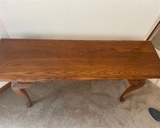 Oval Oak Coffee Table:46"W 28"D 17.5" H,   $100.00                                                                                                                (2) Oak End Tables with drawers,26.75"D 22"W 22.75"H,    $125.00 pair                                                                                                            $295.00 for set 4 tables.