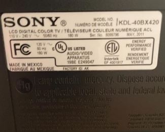 45" Sony TV 2011 / LCD Digital                                                                  $125.00