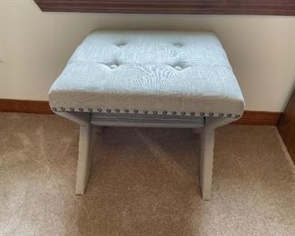 Gray Bench Fabric, Button seat and Upholstery Nail sides.  19"W 17.5"D 18" H                                                                        $45.00