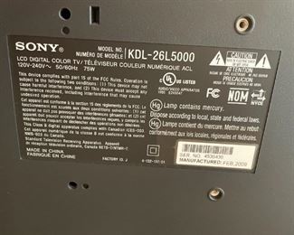32" Sony TV LCD Digital Color 2009.                                                                                                 $75.00