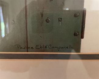 Framed Basket under glass, signed Pauline Campanelli                                                                           22.5"W 18.5"T