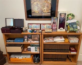 Bookshelves (2)  $40.00 each                                                                         Games, dolls, World Book Encyclopedia Set & World Book Year Set.