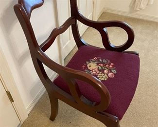 Rosewood needlepoint chair.                                                                        $ 45.00