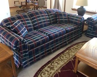 Blue, Red and Green checked sofa and Love seat.                         $400.00