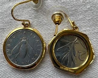 Italian 2 Lire Sterling Silver earrings