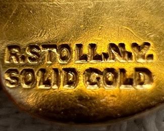 HRA 1902 Antique pendant marked Solid Gold R. Stoll NY